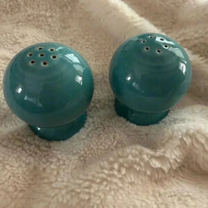 EUC Fiestaware turquoise salt and pepper shakers. 12 years old. So cute!